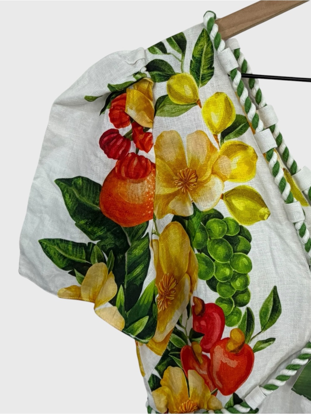 Farm Rio NWT White Multicolor Floral Fruit Linen Long Dress Size Large - Picture 7 of 13